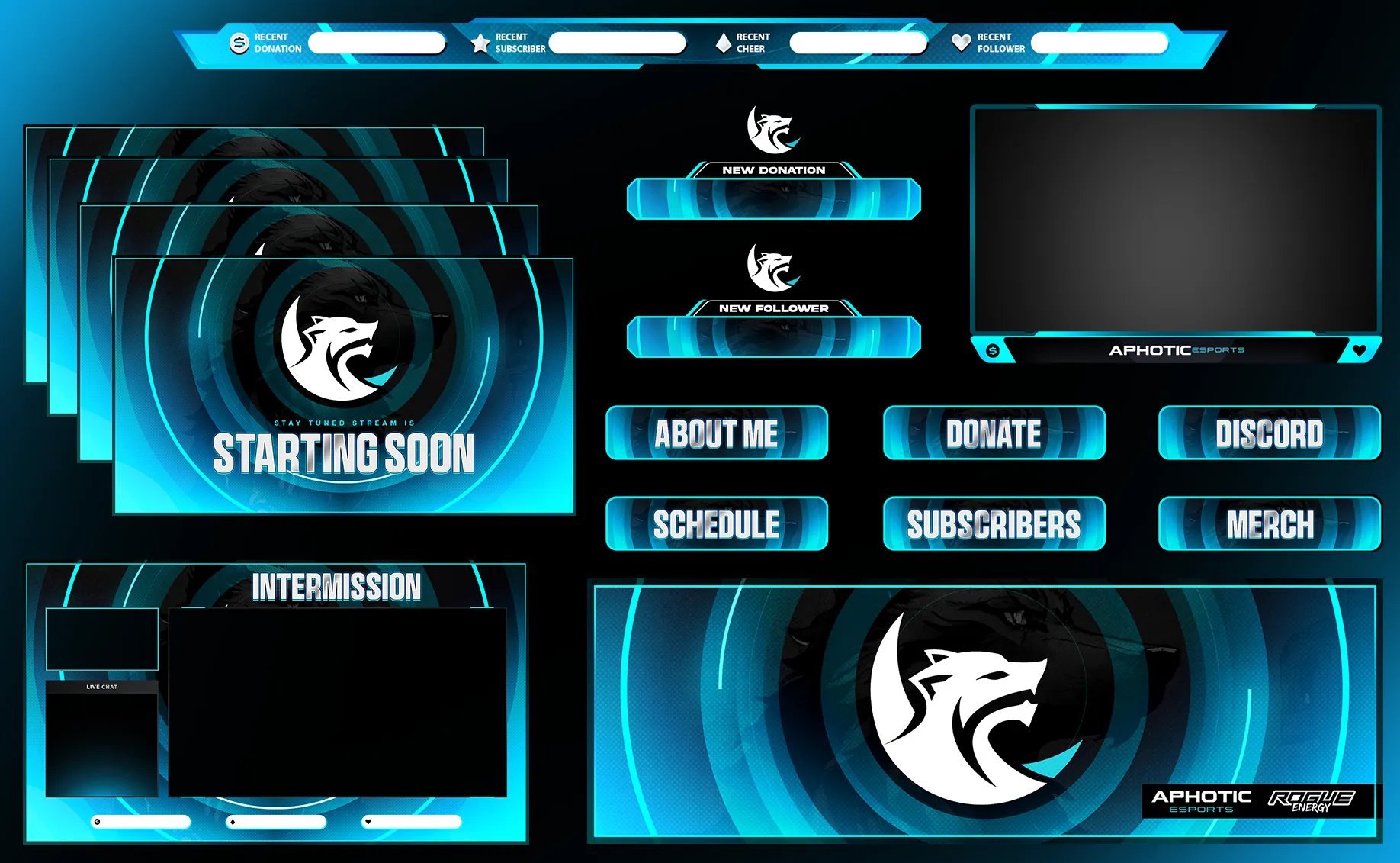 Aphotic Stream Pack - Custom animated Twitch overlay package by OverlayMasters